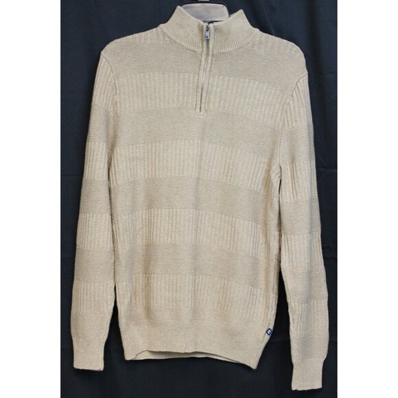 Chaps Knit Sweater sz S Beige Henley Mock Neck Warm Winter Comfort Partial Zip - Picture 1 of 8